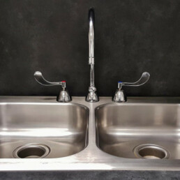 double sink and faucet